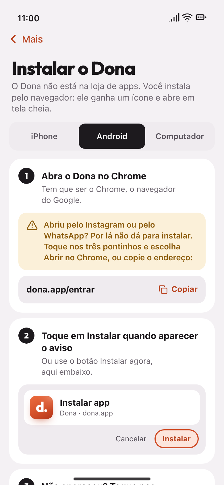 Passo a passo para instalar o Dona no Android